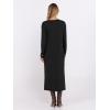 imageANRABESS Long Sleeve Midi Dresses for Women Fall Fashion Casual Vacation Crewneck Loose Split Striped Long Tshirts DressBlack