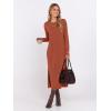 imageANRABESS Long Sleeve Midi Dresses for Women Fall Fashion Casual Vacation Crewneck Loose Split Striped Long Tshirts DressBrick Orange