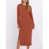 imageANRABESS Long Sleeve Midi Dresses for Women Fall Fashion Casual Vacation Crewneck Loose Split Striped Long Tshirts DressBrick Orange