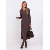 imageANRABESS Long Sleeve Midi Dresses for Women Fall Fashion Casual Vacation Crewneck Loose Split Striped Long Tshirts DressCoffee
