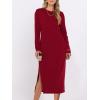 imageANRABESS Long Sleeve Midi Dresses for Women Fall Fashion Casual Vacation Crewneck Loose Split Striped Long Tshirts DressRed