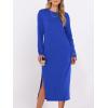 imageANRABESS Long Sleeve Midi Dresses for Women Fall Fashion Casual Vacation Crewneck Loose Split Striped Long Tshirts DressRoyal Blue