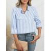 imageANRABESS Long Sleeve Striped Shirts for Women Fall Button Down Cute Tops 2025 V Neck Businese Casual Blouses with PocketsBlue Striped