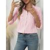 imageANRABESS Long Sleeve Striped Shirts for Women Fall Button Down Cute Tops 2025 V Neck Businese Casual Blouses with PocketsCoral Striped