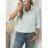 imageANRABESS Long Sleeve Striped Shirts for Women Fall Button Down Cute Tops 2025 V Neck Businese Casual Blouses with PocketsGreen Striped