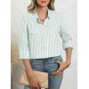 imageANRABESS Long Sleeve Striped Shirts for Women Fall Button Down Cute Tops 2025 V Neck Businese Casual Blouses with PocketsGreen Striped