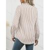 imageANRABESS Long Sleeve Striped Shirts for Women Fall Button Down Cute Tops 2025 V Neck Businese Casual Blouses with PocketsLight Brown Striped