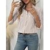 imageANRABESS Long Sleeve Striped Shirts for Women Fall Button Down Cute Tops 2025 V Neck Businese Casual Blouses with PocketsLight Brown Striped