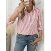 imageANRABESS Long Sleeve Striped Shirts for Women Fall Button Down Cute Tops 2025 V Neck Businese Casual Blouses with PocketsRed Striped