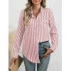 imageANRABESS Long Sleeve Striped Shirts for Women Fall Button Down Cute Tops 2025 V Neck Businese Casual Blouses with PocketsRed Striped