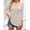 imageANRABESS Women 34 Sleeve Length Shirts 2025 Fall Lightweight Sweaters Loose Fit Ribbed Knit Casual Soft Layering TopsLight Khaki