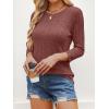 imageANRABESS Women 34 Sleeve Length Shirts 2025 Fall Lightweight Sweaters Loose Fit Ribbed Knit Casual Soft Layering TopsRust Orange