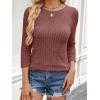 imageANRABESS Women 34 Sleeve Length Shirts 2025 Fall Lightweight Sweaters Loose Fit Ribbed Knit Casual Soft Layering TopsRust Orange
