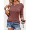 imageANRABESS Women 34 Sleeve Length Shirts 2025 Fall Lightweight Sweaters Loose Fit Ribbed Knit Casual Soft Layering TopsRust Orange