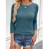 imageANRABESS Women 34 Sleeve Length Shirts 2025 Fall Lightweight Sweaters Loose Fit Ribbed Knit Casual Soft Layering TopsTeal