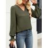 imageANRABESS Womens Business Casual Tops V Neck Puff Long Sleeve Shirts Dressy Office Work Blouse 2025 Fall Outfits ClothesArmy Green