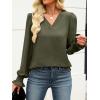 imageANRABESS Womens Business Casual Tops V Neck Puff Long Sleeve Shirts Dressy Office Work Blouse 2025 Fall Outfits ClothesArmy Green