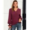 imageANRABESS Womens Business Casual Tops V Neck Puff Long Sleeve Shirts Dressy Office Work Blouse 2025 Fall Outfits ClothesBurgundy Wine Red