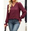 imageANRABESS Womens Business Casual Tops V Neck Puff Long Sleeve Shirts Dressy Office Work Blouse 2025 Fall Outfits ClothesBurgundy Wine Red