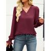 imageANRABESS Womens Business Casual Tops V Neck Puff Long Sleeve Shirts Dressy Office Work Blouse 2025 Fall Outfits ClothesBurgundy Wine Red