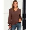 imageANRABESS Womens Business Casual Tops V Neck Puff Long Sleeve Shirts Dressy Office Work Blouse 2025 Fall Outfits ClothesCoffee