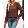 imageANRABESS Womens Business Casual Tops V Neck Puff Long Sleeve Shirts Dressy Office Work Blouse 2025 Fall Outfits ClothesCoffee