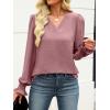 imageANRABESS Womens Business Casual Tops V Neck Puff Long Sleeve Shirts Dressy Office Work Blouse 2025 Fall Outfits ClothesDusty Rose