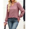 imageANRABESS Womens Business Casual Tops V Neck Puff Long Sleeve Shirts Dressy Office Work Blouse 2025 Fall Outfits ClothesDusty Rose
