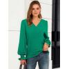 imageANRABESS Womens Business Casual Tops V Neck Puff Long Sleeve Shirts Dressy Office Work Blouse 2025 Fall Outfits ClothesGreen