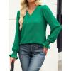imageANRABESS Womens Business Casual Tops V Neck Puff Long Sleeve Shirts Dressy Office Work Blouse 2025 Fall Outfits ClothesGreen