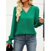 imageANRABESS Womens Business Casual Tops V Neck Puff Long Sleeve Shirts Dressy Office Work Blouse 2025 Fall Outfits ClothesGreen