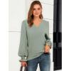 imageANRABESS Womens Business Casual Tops V Neck Puff Long Sleeve Shirts Dressy Office Work Blouse 2025 Fall Outfits ClothesLight Green