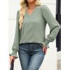 imageANRABESS Womens Business Casual Tops V Neck Puff Long Sleeve Shirts Dressy Office Work Blouse 2025 Fall Outfits ClothesLight Green