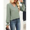 imageANRABESS Womens Business Casual Tops V Neck Puff Long Sleeve Shirts Dressy Office Work Blouse 2025 Fall Outfits ClothesLight Green
