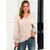 imageANRABESS Womens Business Casual Tops V Neck Puff Long Sleeve Shirts Dressy Office Work Blouse 2025 Fall Outfits ClothesParchment