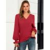 imageANRABESS Womens Business Casual Tops V Neck Puff Long Sleeve Shirts Dressy Office Work Blouse 2025 Fall Outfits ClothesRed