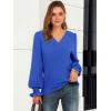 imageANRABESS Womens Business Casual Tops V Neck Puff Long Sleeve Shirts Dressy Office Work Blouse 2025 Fall Outfits ClothesRoyal Blue