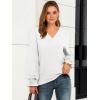 imageANRABESS Womens Business Casual Tops V Neck Puff Long Sleeve Shirts Dressy Office Work Blouse 2025 Fall Outfits ClothesWhite
