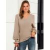 imageANRABESS Womens Business Casual Tops V Neck Puff Long Sleeve Shirts Dressy Office Work Blouse 2025 Fall Outfits ClothesYellow Khaki
