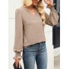 imageANRABESS Womens Business Casual Tops V Neck Puff Long Sleeve Shirts Dressy Office Work Blouse 2025 Fall Outfits ClothesYellow Khaki