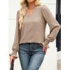 imageANRABESS Womens Business Casual Tops V Neck Puff Long Sleeve Shirts Dressy Office Work Blouse 2025 Fall Outfits ClothesYellow Khaki