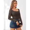imageANRABESS Womens Long Sleeve Shirts Scoop Neck Lace Going Out Tops Slim Fit Rib Knit Casual Blouses 2025 Fall Fashion OutfitsCoffee
