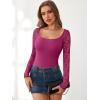 imageANRABESS Womens Long Sleeve Shirts Scoop Neck Lace Going Out Tops Slim Fit Rib Knit Casual Blouses 2025 Fall Fashion OutfitsHot Pink