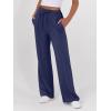 imageANRABESS Womens Sweatpants Wide Leg Casual Loose Baggy Lounge Travel Pants 2025 Fall Drawstring Joggers with PocketsNavy Blue