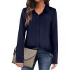 imageANRABESS Blouse for Women Dressy Casual Satin Long Sleeve Button Down Shirts 2025 Fall Outfits Office Business Work TopsNavy Blue