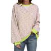 imageANRABESS Women Striped Sweatshirts Oversized Crewneck Long Sleeve Shirts Y2K Pullover Top 2025 Fall Outfits Fashion ClothesPink Green Yellow Stripe