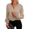 imageANRABESS Womens Business Casual Tops V Neck Puff Long Sleeve Shirts Dressy Office Work Blouse 2025 Fall Outfits ClothesYellow Khaki