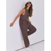 imageANRABESS Jumpsuits for Women Casual Summer Sleeveless 2025 Romper One Piece Outfit Active Workout Lounge Jumpsuits PocketsBrown