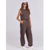 imageANRABESS Jumpsuits for Women Casual Summer Sleeveless 2025 Romper One Piece Outfit Active Workout Lounge Jumpsuits PocketsBrown