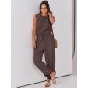 imageANRABESS Jumpsuits for Women Casual Summer Sleeveless 2025 Romper One Piece Outfit Active Workout Lounge Jumpsuits PocketsBrown